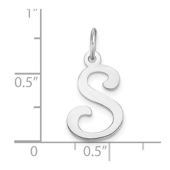 14k White Gold, Sophia Collection, Small Script Initial S Pendant - Picture 4 of 5